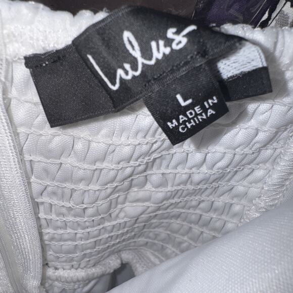 Elegant Lulus Babydoll Midi Ivory Tulle Dress Floral NEW w/Tag Size Large - Picture 8 of 8